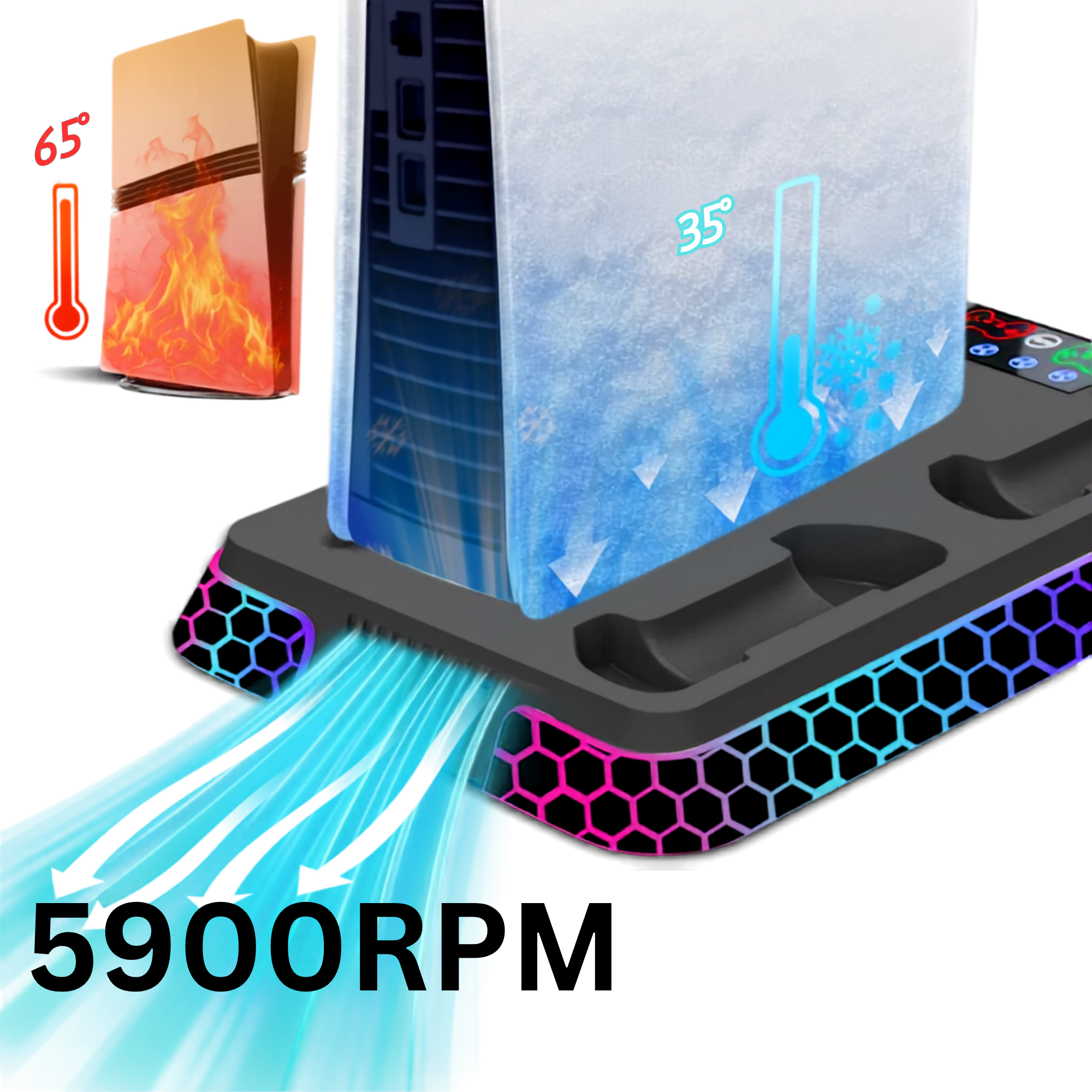 AIOStand™️ Cooling Stand Base for PS5 Slim/Pro
