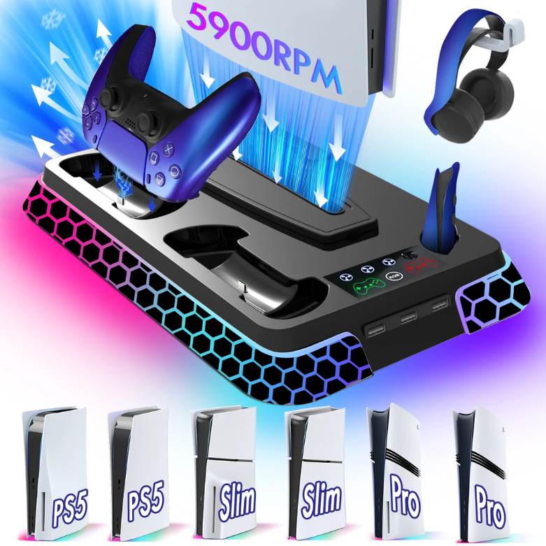 AIOStand™️ Cooling Stand Base for PS5 Slim/Pro